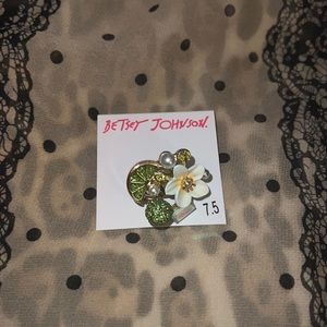 Betsey Johnson Lime Slice & Flower Cocktail Ring Size 7.5